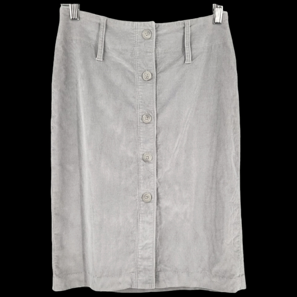 EXPRESS Button Front Corduroy Pencil Skirt Light Grey